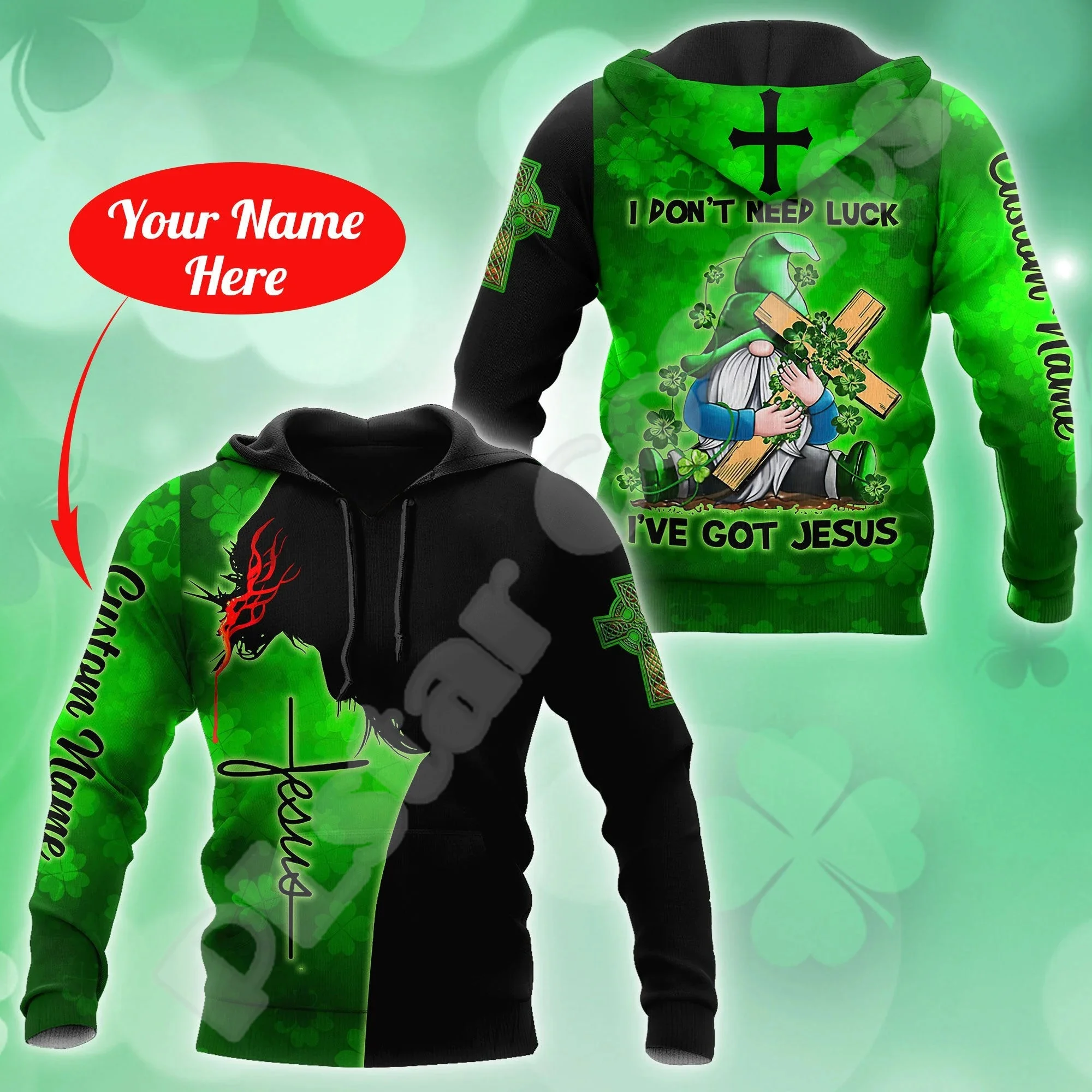 NewFashion Country Flag Ireland Clover Irish St.Patrick Tattoo Vintage 3DPrint Pullover Funny Harajuku Casual Jacket Hoodies X16