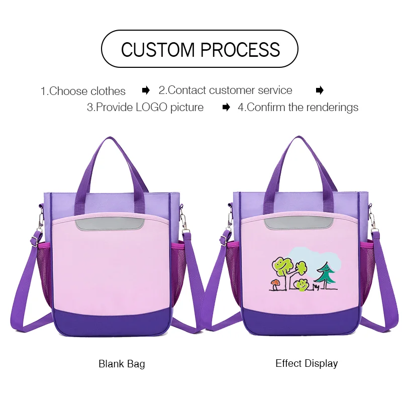 Custom logo Student Schoolbag boys and girls One-shoulder Handbag personality customization school bag Children's Tutoring Bag