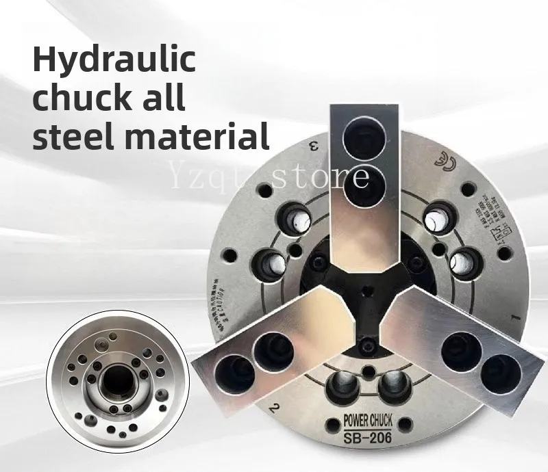 Hollow Hydraulic Chuck, Three-jaw Chuck Hydraulic Power Chuck 5 /6 /8 / 10/12 Inch Steel