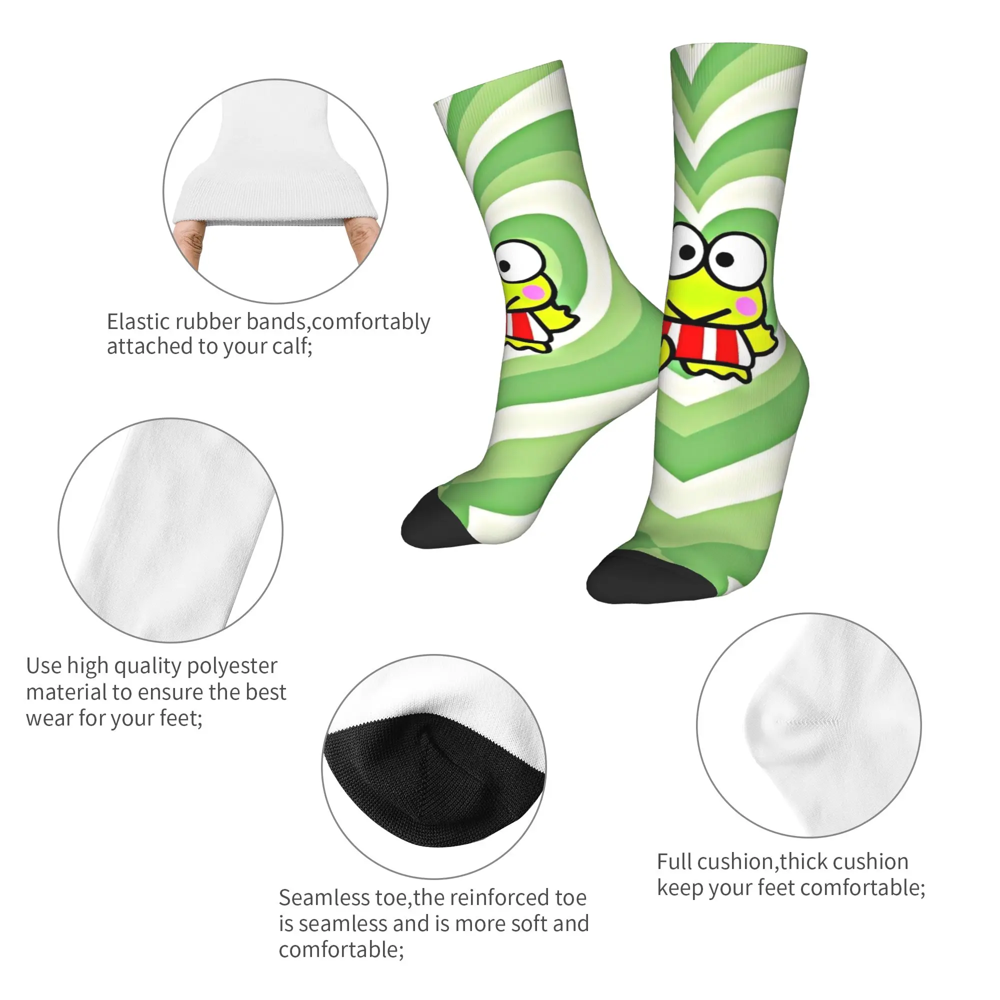 جوارب رجالية جوارب Keroppi kerokero غير قابلة للانزلاق جوارب ناعمة متوسطة الخريف تصميم غير رسمي جوارب ركوب الدراجات