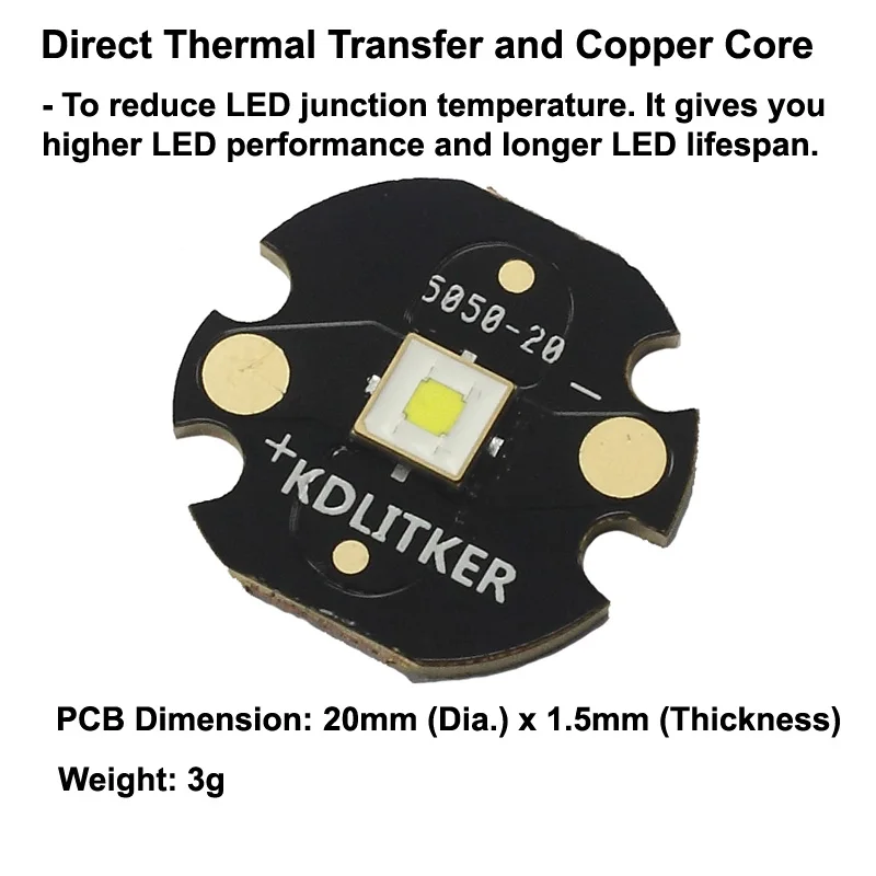 Luminus SFT-40 Long Range High Power SMD 5050 LED on KDLITKER DTP Copper MCPCB Flashlight DIY