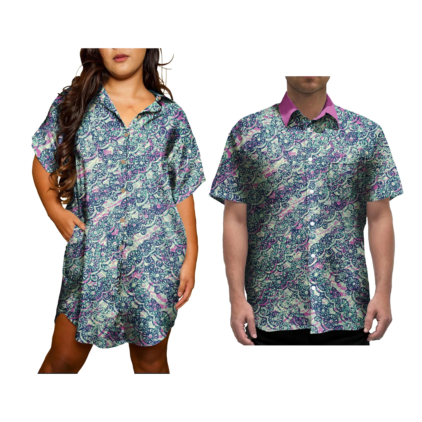 Samoa Hawaii Tribal Matching Set For Couple Samoan Family Outfits Women's Shirt Dress And Men's Aloha Shirts Couple Set