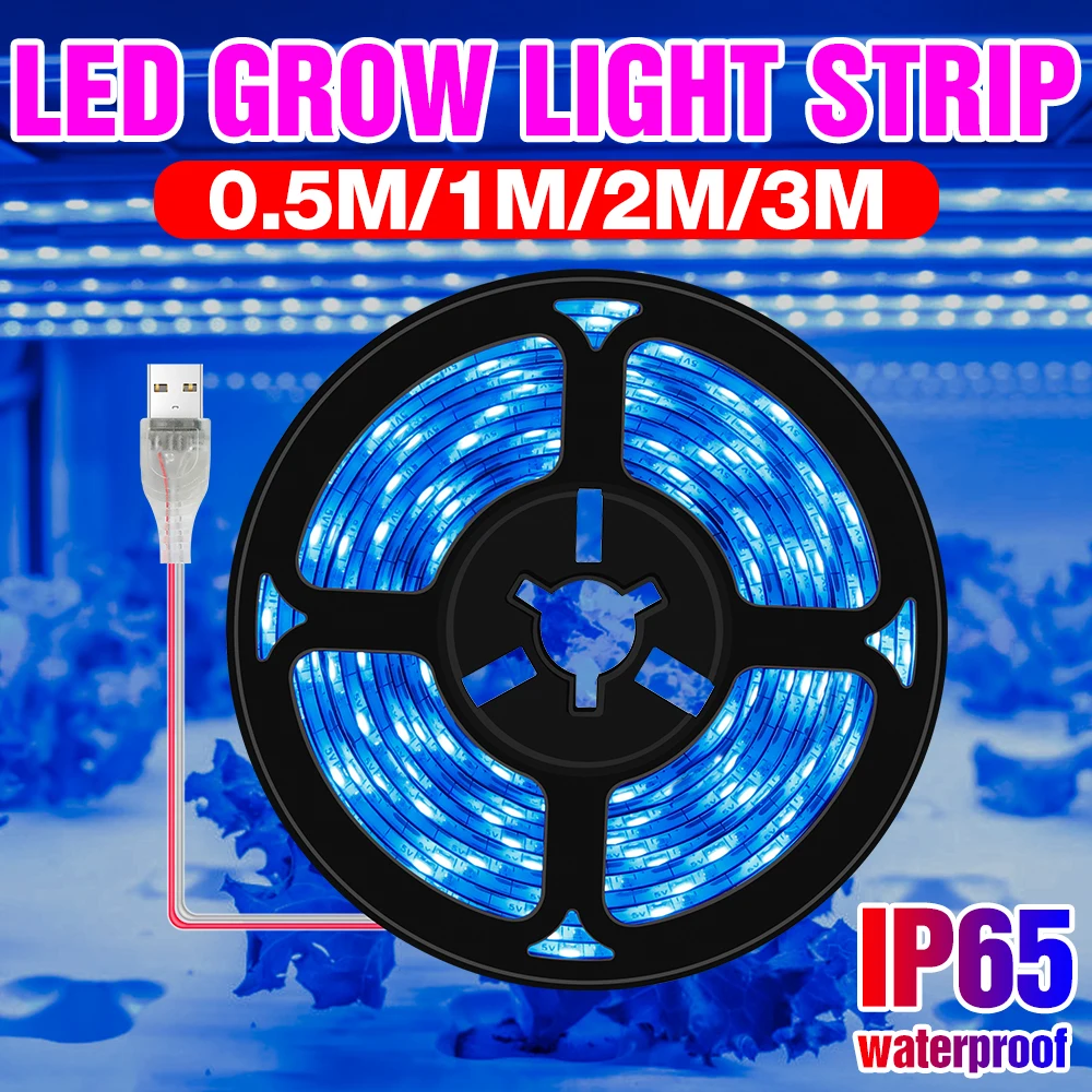 

USB DC5V LED Full Spectrum Grow Light Strip Waterproof Indoor Growbox Flower Potted Plants Hydroponics Moss Cultivation Lighting