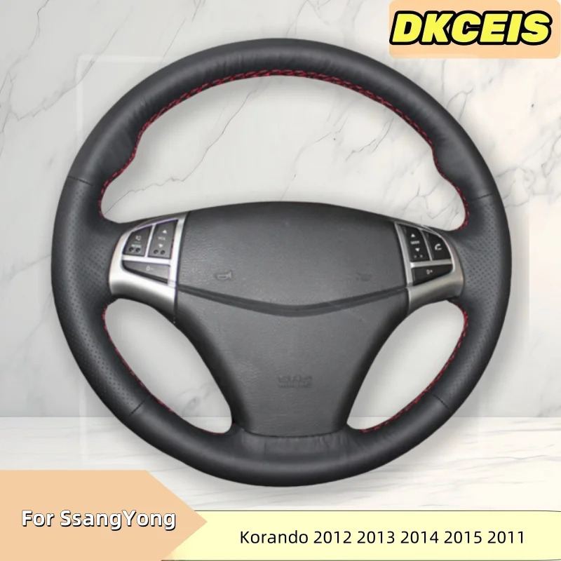 Car Steering Wheel Cover Faux Leather Breathable For SsangYong Korando 2012 2013 2014 2015 2011 Steering Wheel Braiding Cover