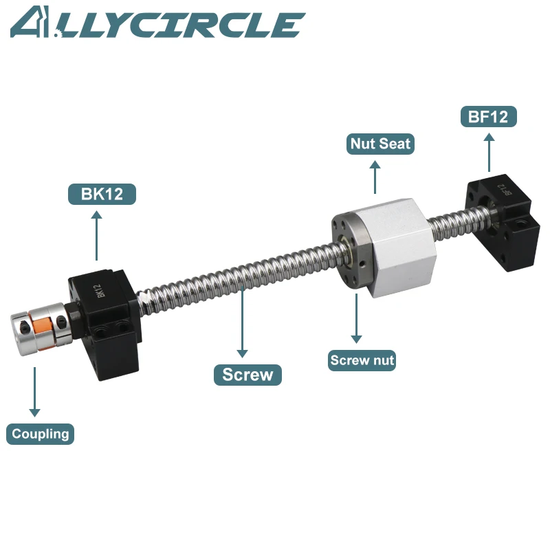 SFU1605 Ball Screw Set SFU 1605 Ball Screw+Nut+Nut Housing DSG16+BK12 BF12+Coupler for CNC Milling Machine