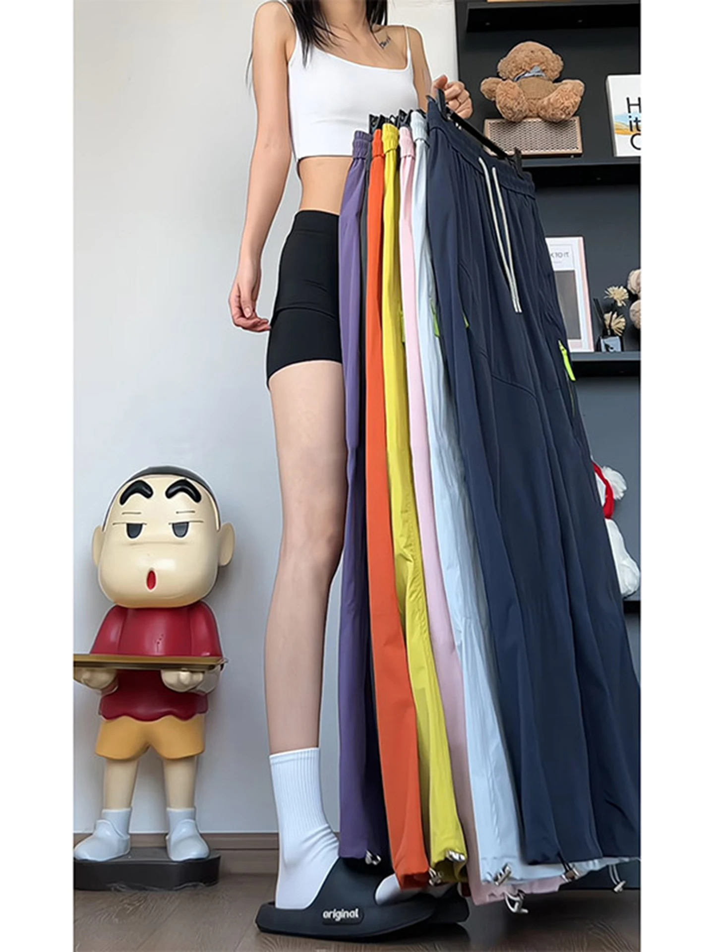 

Dopamine Quick Dry Summer Thin Ice Silk Cargo Pants Zipper Functional Workwear Hiking Trousers Unisex Casual Straight Leg Pants