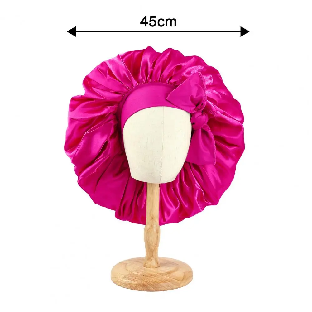 Women Nightcap Adjustable Strap Home Hat Extra Satin Bonnet with Bow Decor for Women Elastic Band Night for Braids for Bathing