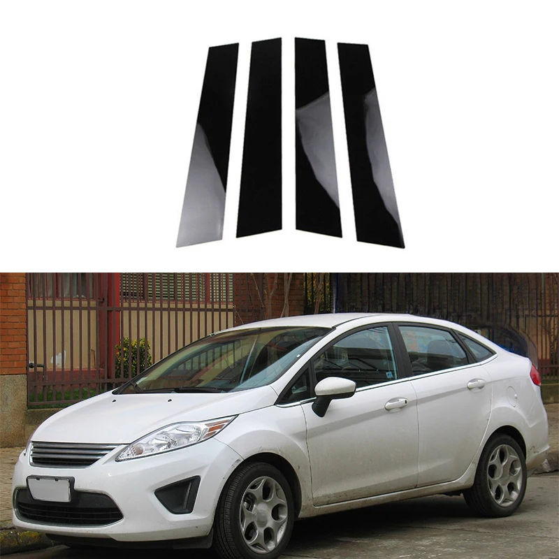 For Ford Fiesta 2009 2010 2011-2015 Car Pillar Posts Door Window Trim Cover Panel Stickers Styling Accessories Exterior Parts