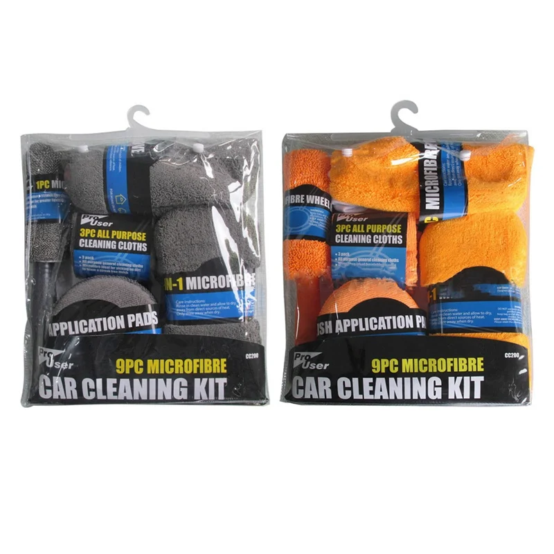 

New Car 9-Piece Care Cleaning Tool Auto wash mitt Microfiber Towel Wash Gloves Wheel Brush Pad Wash Sponge Mitt Auto Car Wash