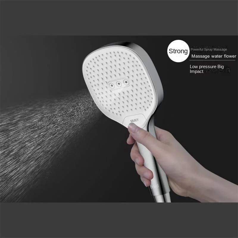 Square circular shower with three functions of hand spray, water outlet, rain shower, handheld shower