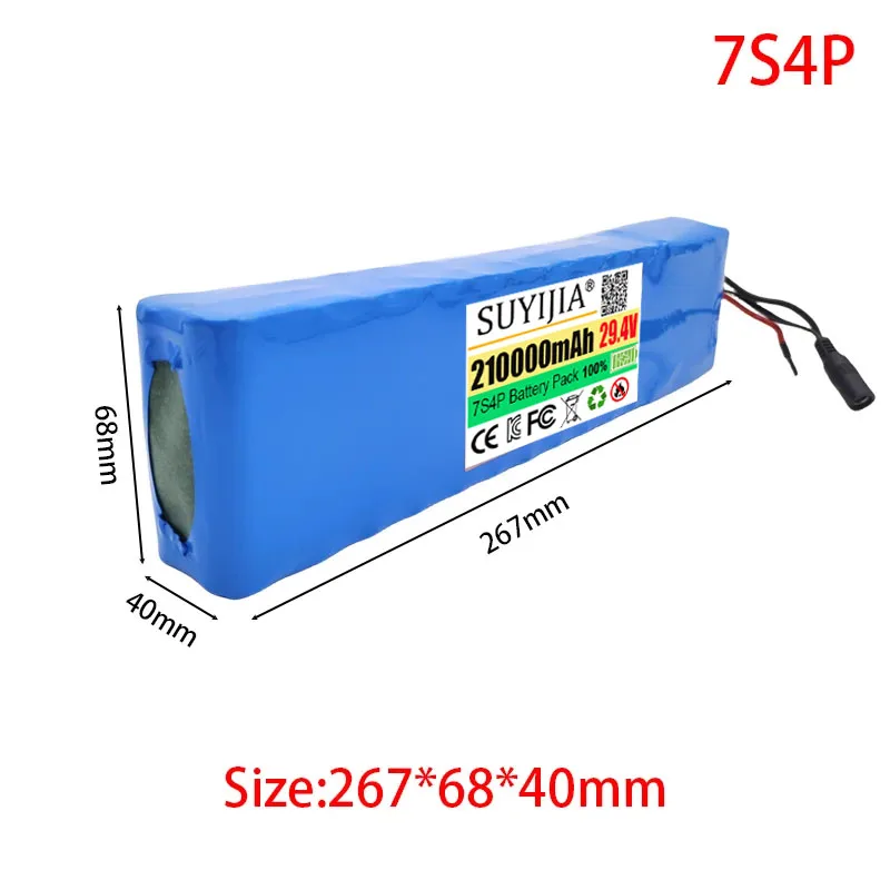 Baterai 24V 7S4P 18650 21000mAh untuk Kursi Roda Listrik Paket Baterai Lithium-ion Isi Ulang + Pengisi Daya 29.4V