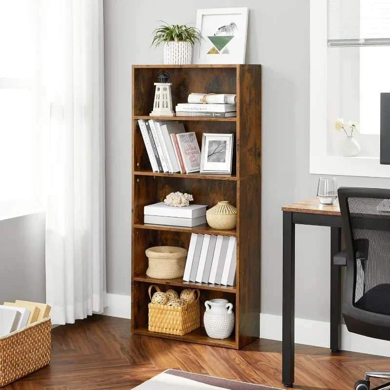 

23.6 Inches Wide Bookshelf, 5-Tier Open Bookcase with Adjustable Storage Shelves, Floor Standing Unit