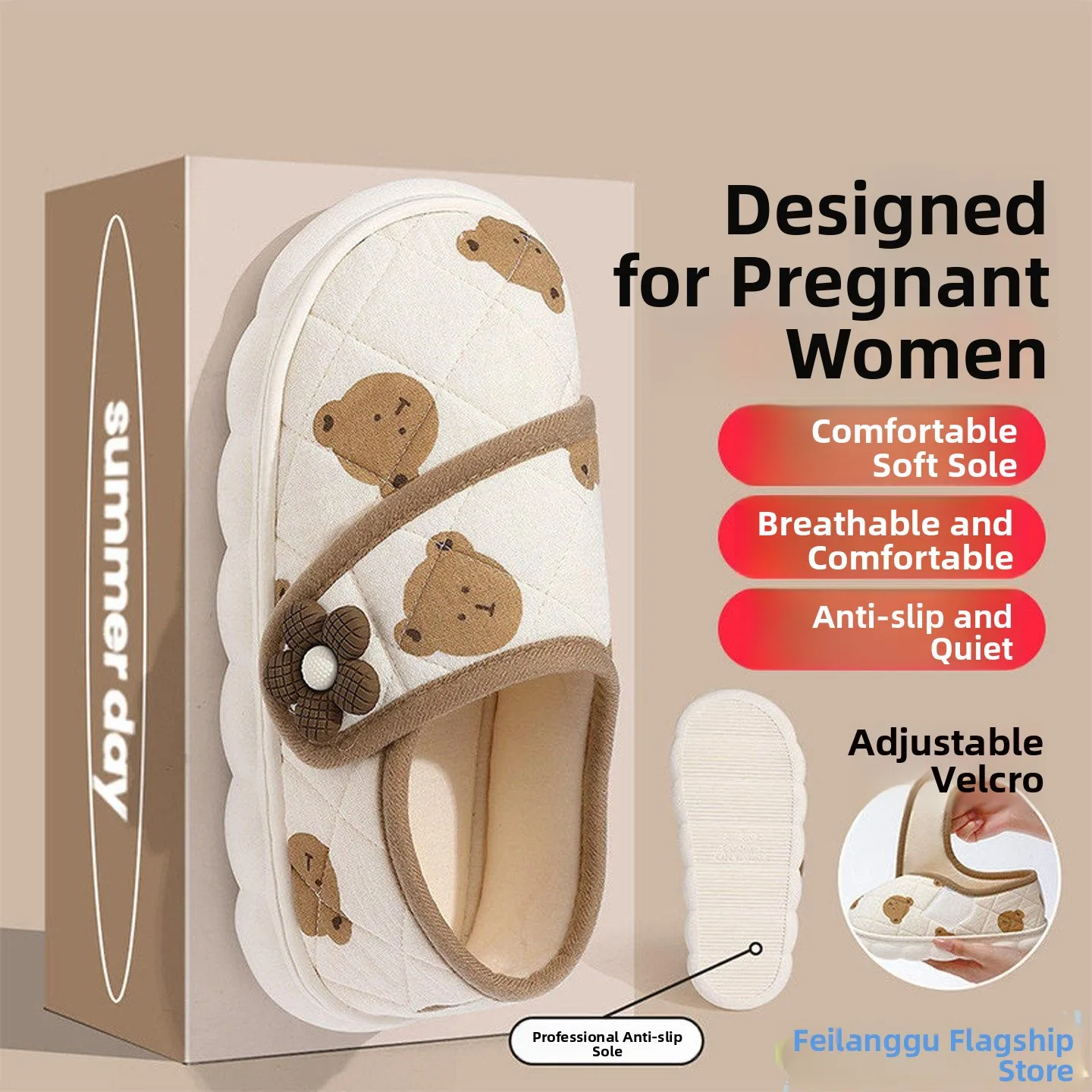 

Теплые домашние тапочки на тонком каблуке для беременных, удобные, с мягкой подошвой, противоскользящие, для послеродового периода, весна-лето