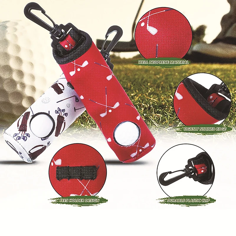 Bolsa pequeña portátil para pelota de Golf, Mini riñonera de neopreno con Clip giratorio para cinturón, bola no incluida