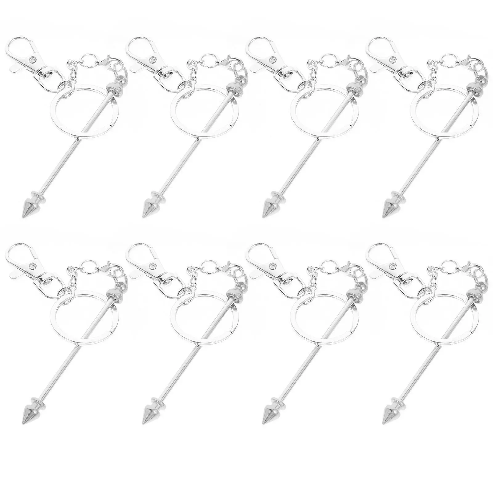 

8pcs Beadable Bars Metal Crafting Keychains Reusable Portable DIY Beaded KeysBullet Diy Beaded Keychain White K