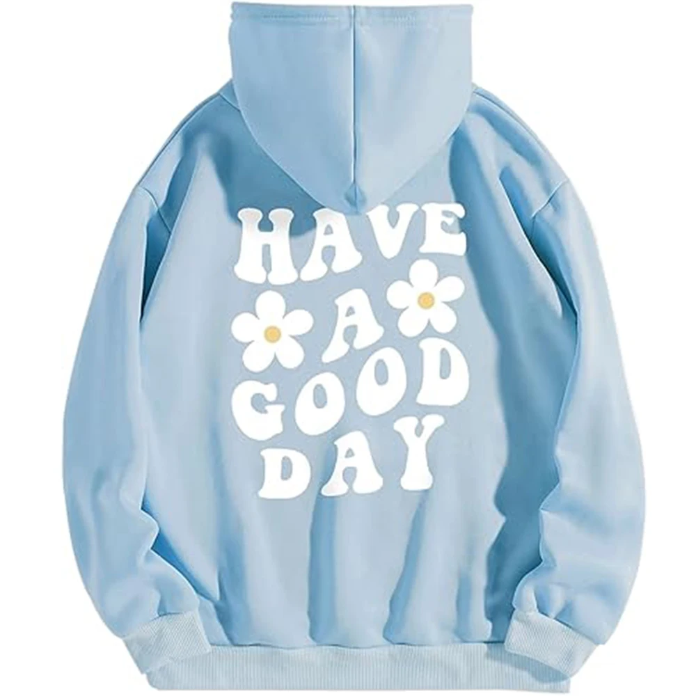 Women’s Y2K Slogan Letter Graphic Oversized Aesthetic Hoodie Drop Shoulder Fleece Hooded Sweatshirt Pullover