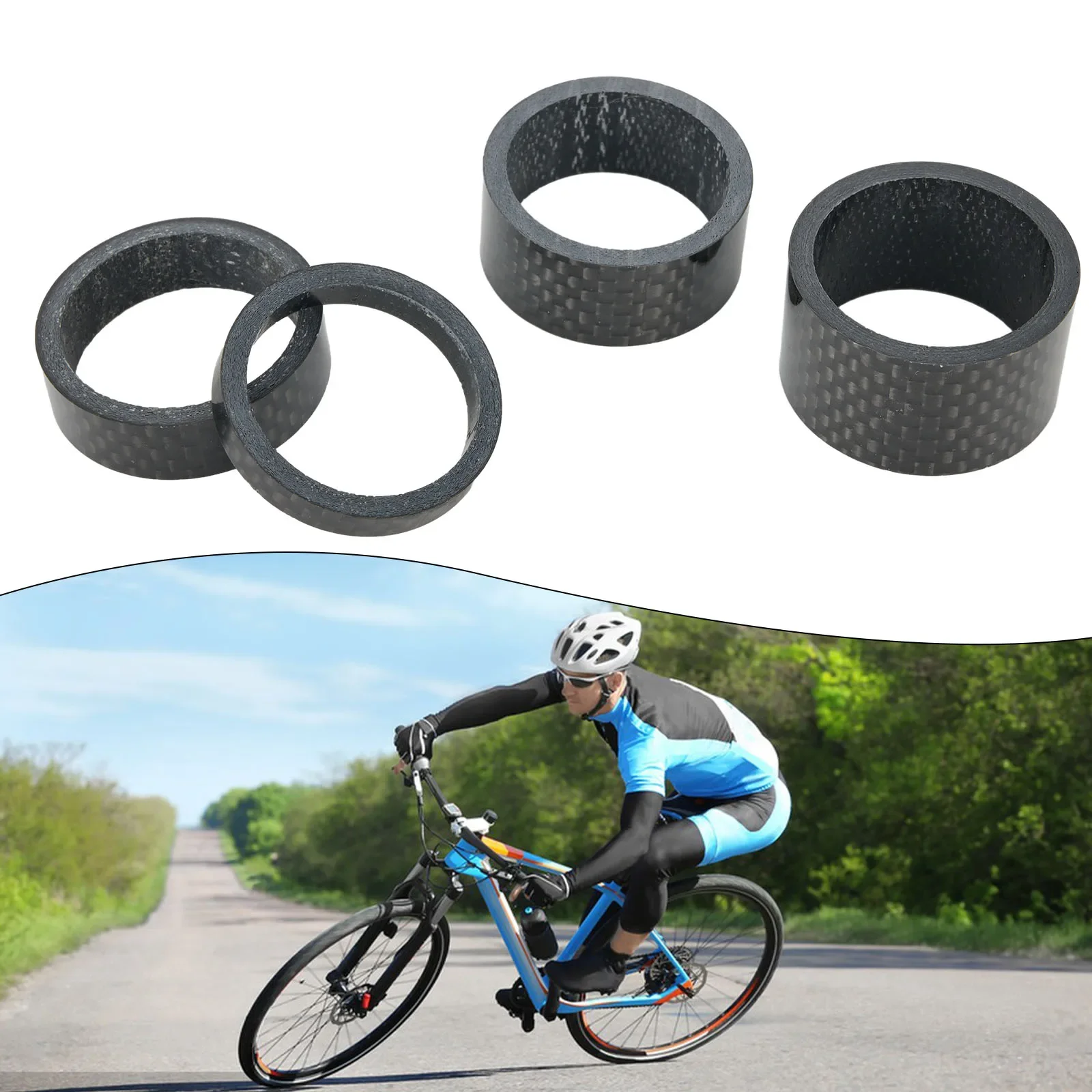 

Auto Spacer Car Spacer Stem Spacer 28.6mm Accessories Full Carbon Fiber 1-1/8\" Washer 4 Size 5/10/15/20MM Stem Bicycle Parts