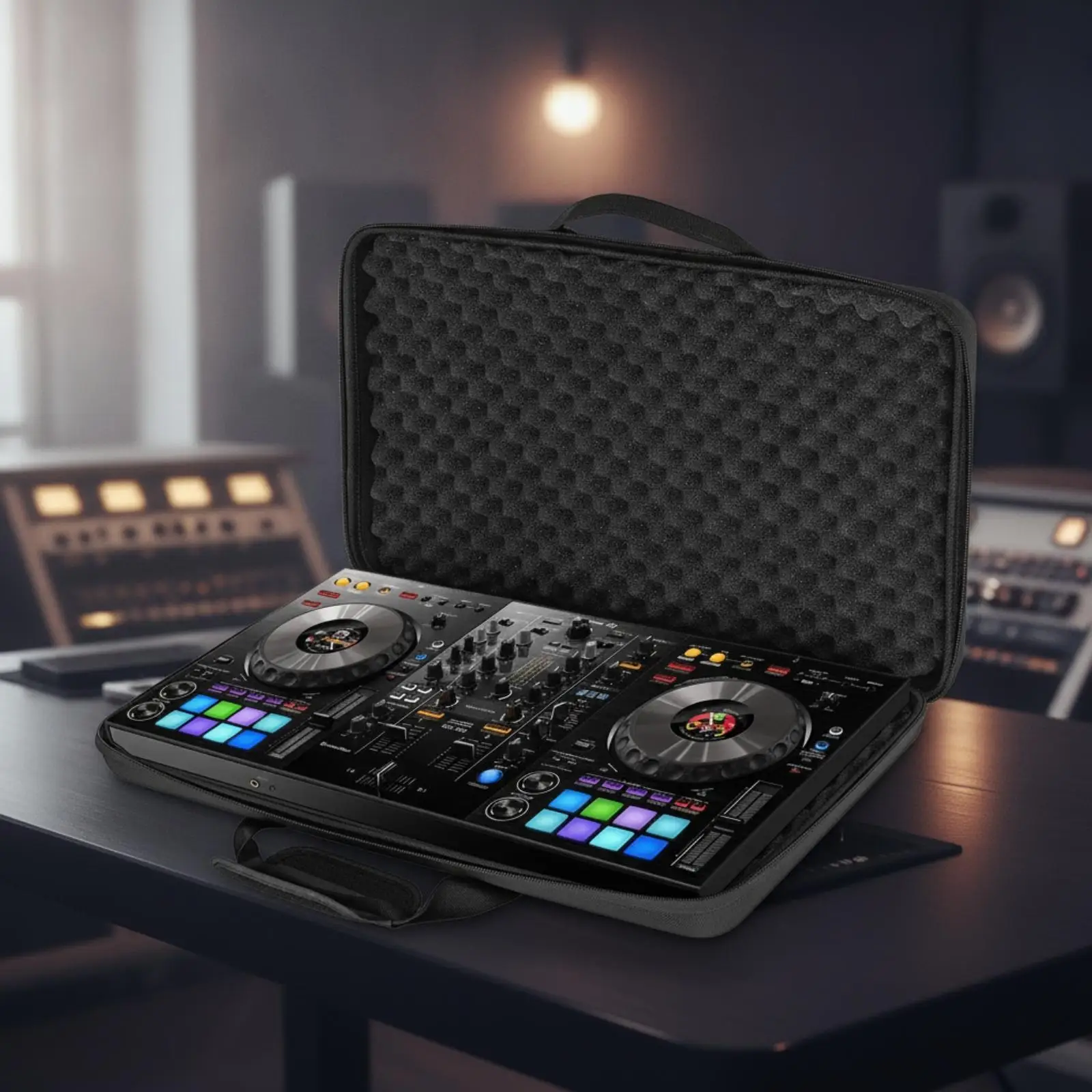 Durable EVA DJ Gear Case Zippered Shell for Controller Storage Travel Protection Case for Artists