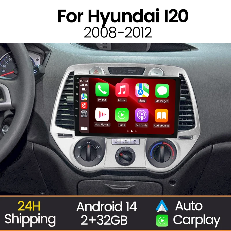 

MEKEDE Android 14 Car Radio Multimedia Player for Hyundai I20 2008-2012 Wireless CarPlay WiFi Android All in One GPS Head unit