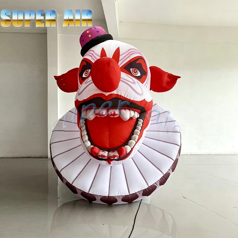 Large Realistic Scary Inflatable Clown Bust, Horror Prop for Halloween, Haunted House, Carnival & Theme Park Decoration