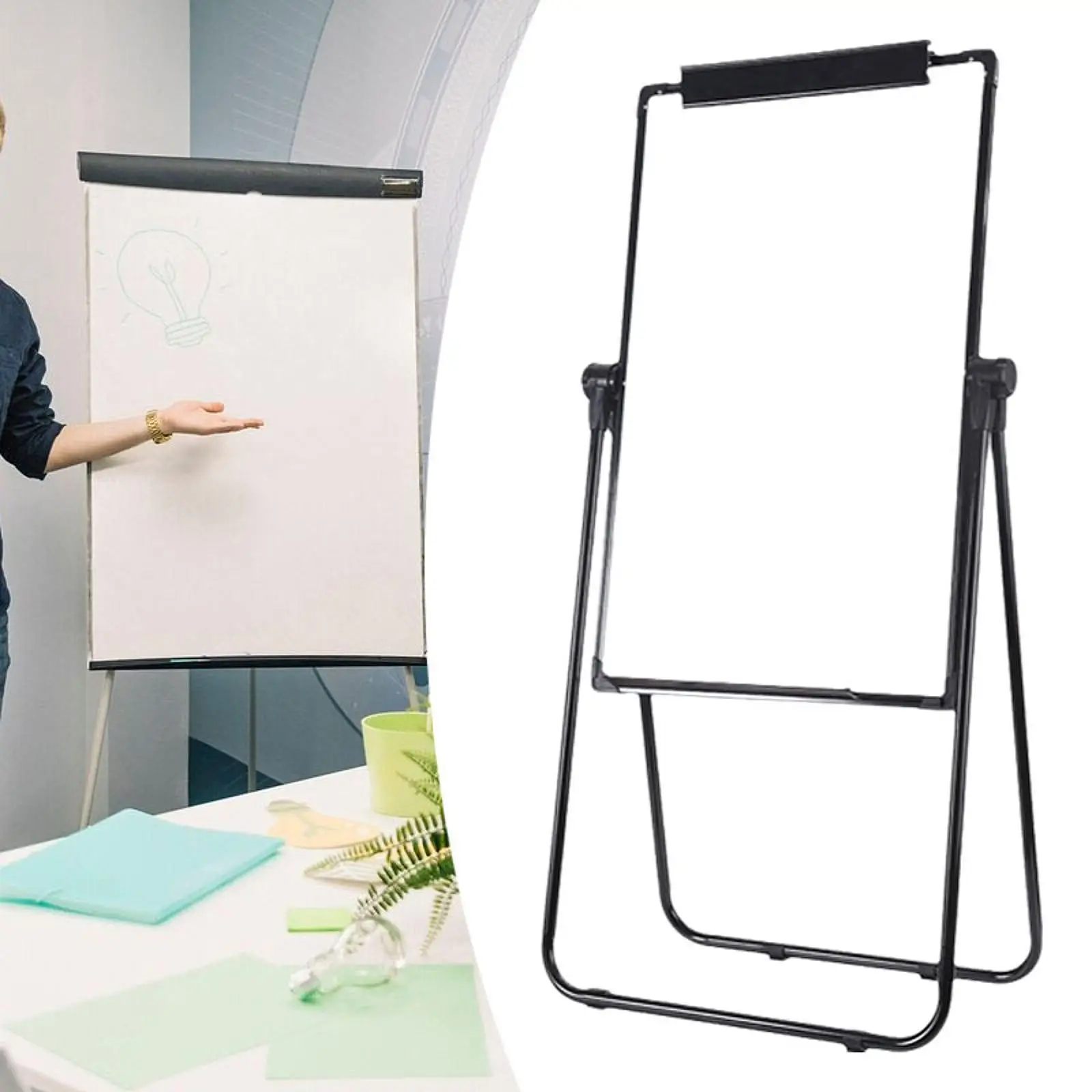 Quadro branco dobrável de 24x35 polegadas com suporte multiuso com altura ajustável