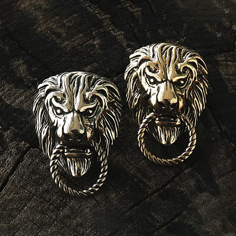 Reines Messing Material Löwenbiss Ring dekorative Schnalle hand gefertigte DIY Leder Kleidung Brieftasche Schnitz zubehör