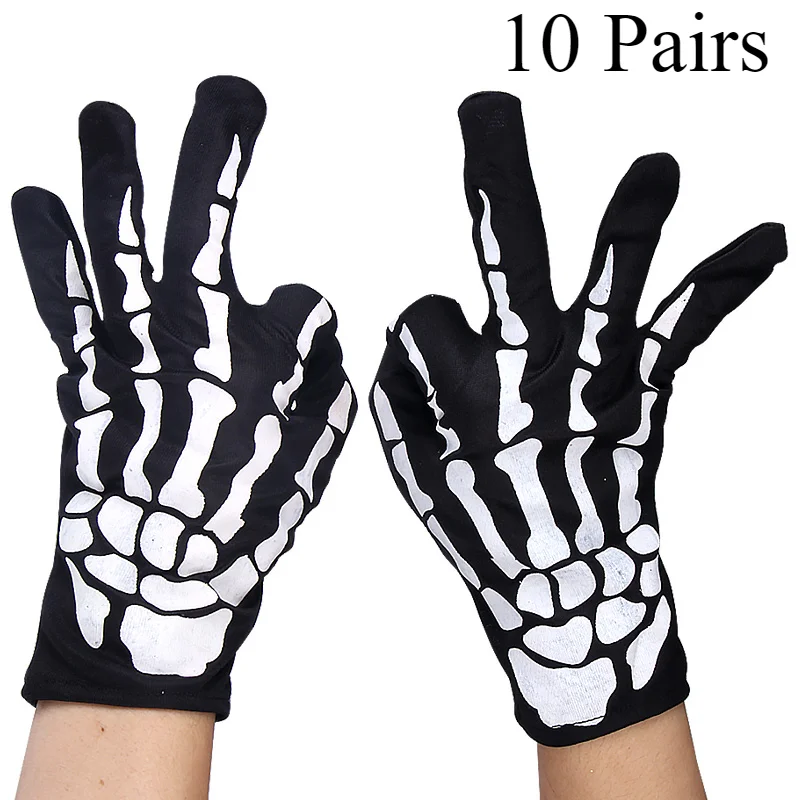 

Halloween Skull Gloves Lightweight Full Finger Skeleton Cycling Gloves Costume Cosplay Equipment Accessories for Men Women Kids