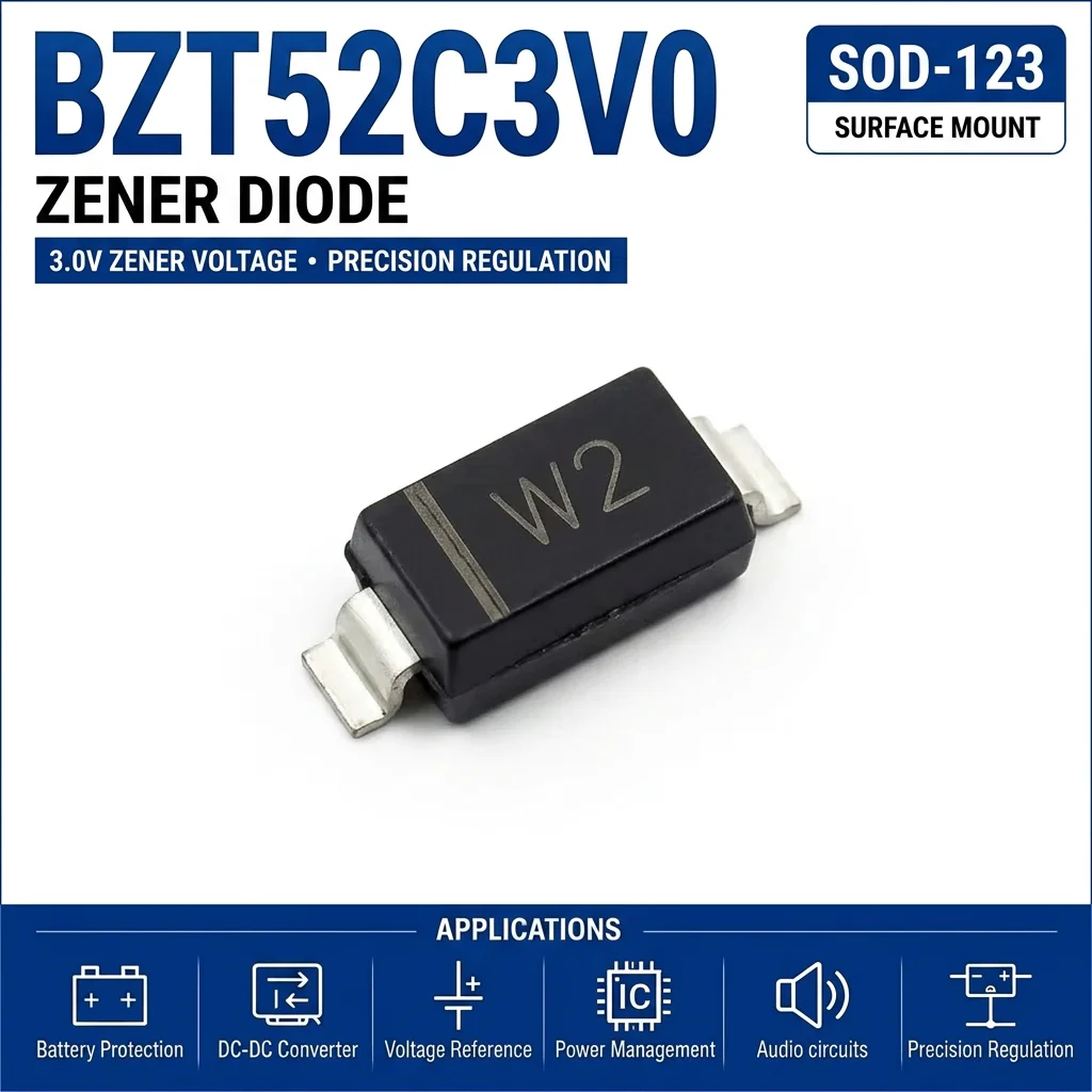 (100 pcs) BZT52C3V0S/BZT52C3V0 SOD-323/SOD-123 (Marking W2) 52C3V0S 52C3V0 - Zener Diode 3.0V BZT52