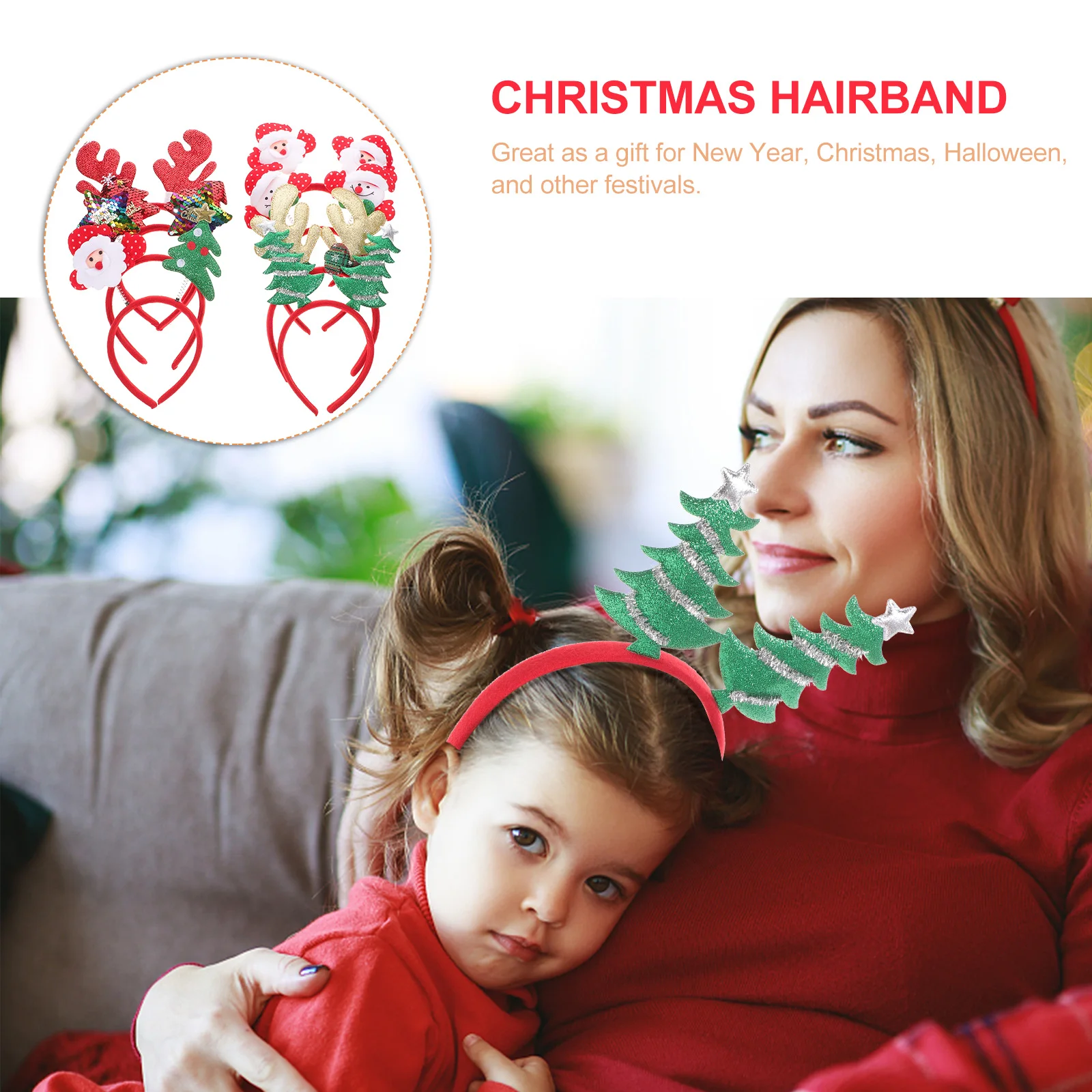

8 Pcs Headband Christmas Hair Accessories Women's Headbands Children Resin Festival Headwear Holiday
