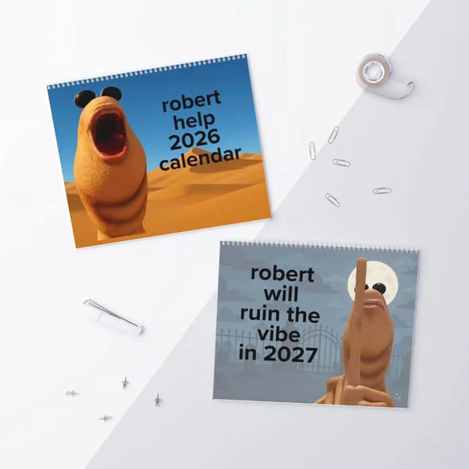 Marcus the Worm 2026 Wall Calendar Funny Design Hanging Decor with Metal Grommet Creative Gift for Home Office Classroom