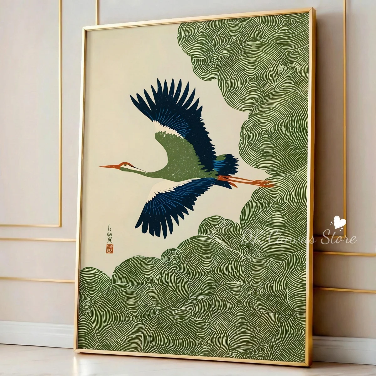 Japanese Retro Ukiyoe Crane Canvas Prints Poster Japandi Vintage Abstract Zen Art Prints Living Room Wall Art Home Decor Poster