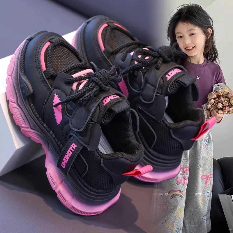 

2025 NEW Girls' Sport Shoes Casual Mesh Children's Footwear Spring Autumn Rubber Sole Comfortable Kids Sneakers