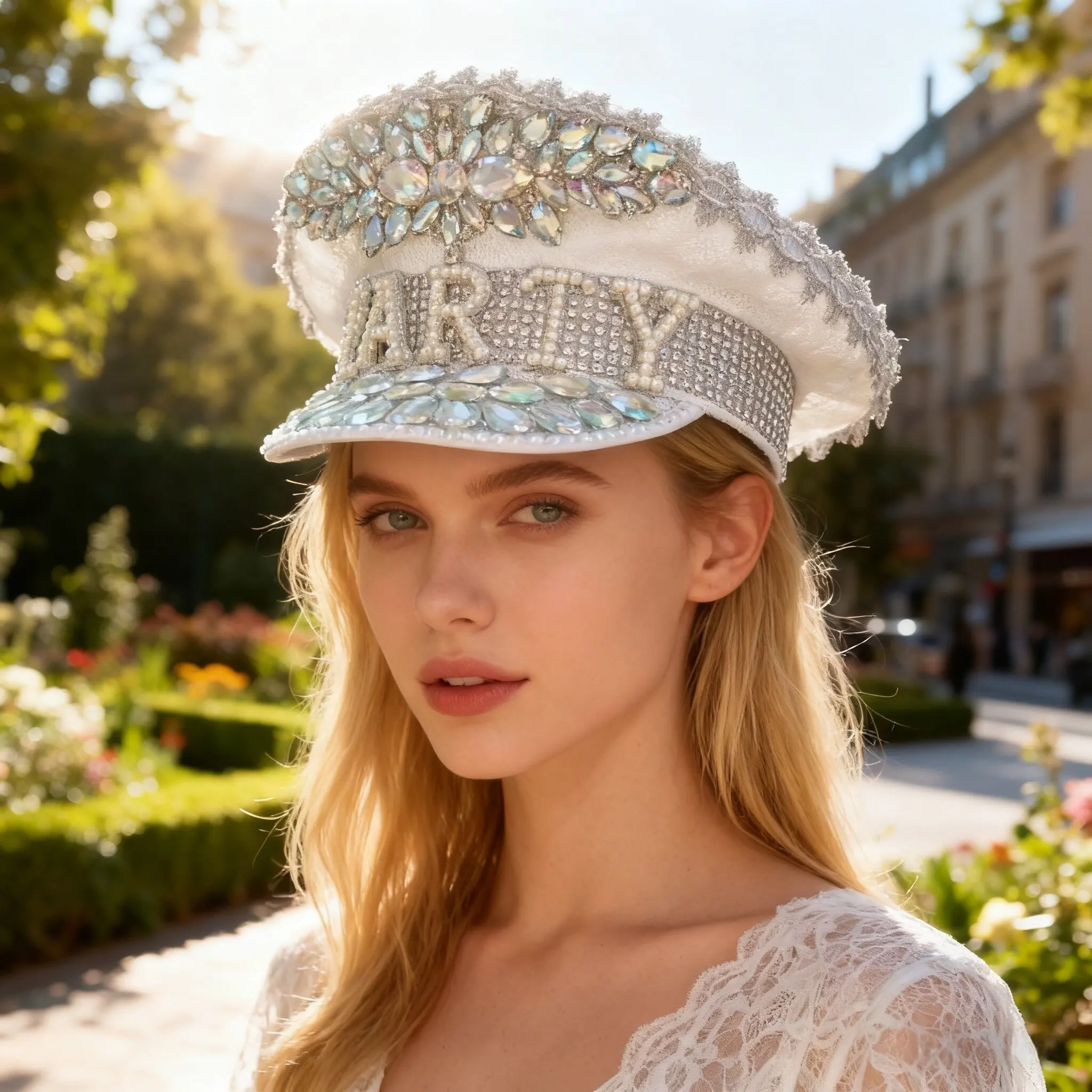 

HongLuan блестящий белый диско-музыкальный фестиваль Капитанская шляпа со стразами для карнавала, рейв-фестивалей, аксессуары и вечерние шляпы для женщин