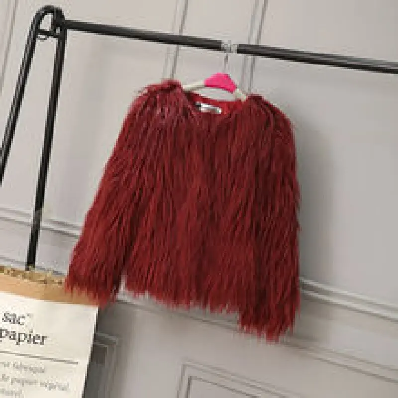 Imitatie namaakbontjas dames herfst winter pluche lange mouwen warme top temperament v-hals effen kleur veelzijdige jas