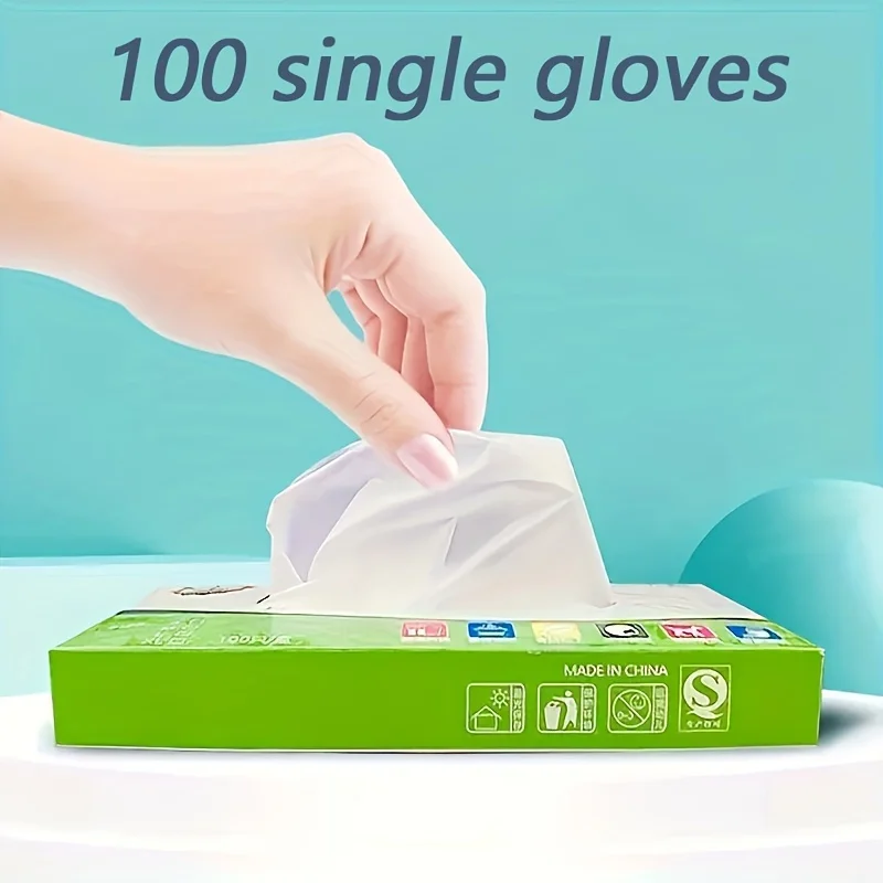 Disposable Gloves, Household Transparent Thickened Film Gloves, Lightweight, Waterproof, Suitable for Home, Kitchen, Bathroom, O