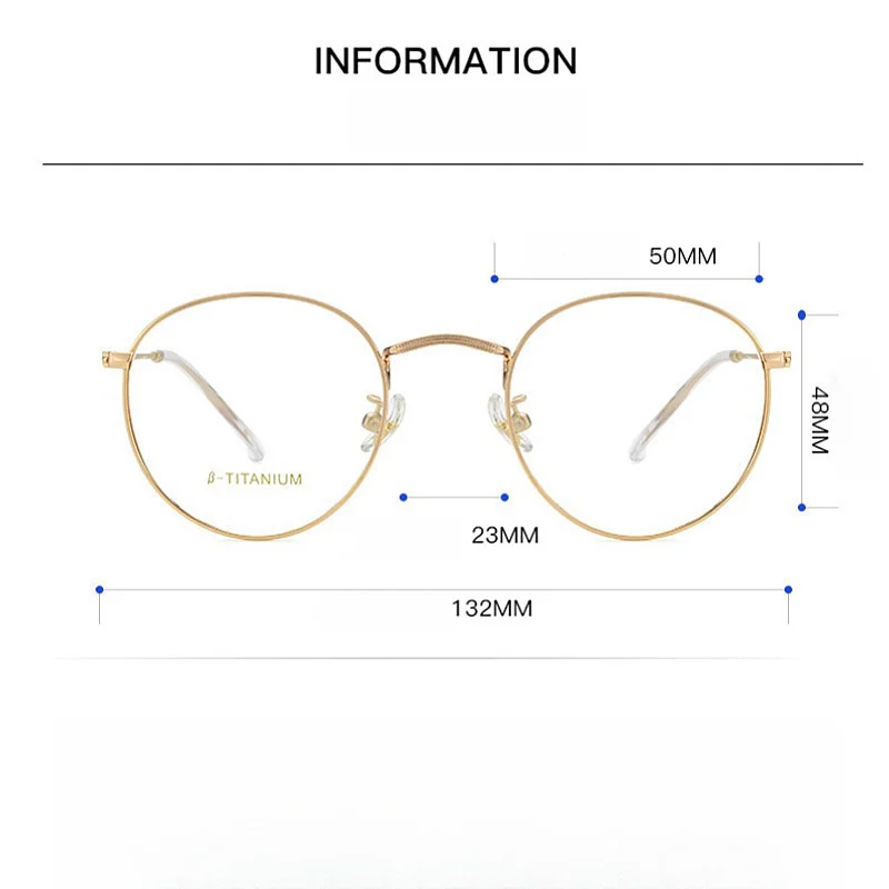 Titanium Glasses Frame Round Retro Women's Glasses Frame Ultra-light Anti-blue Light Optical Prescription Glasses For Men 3447