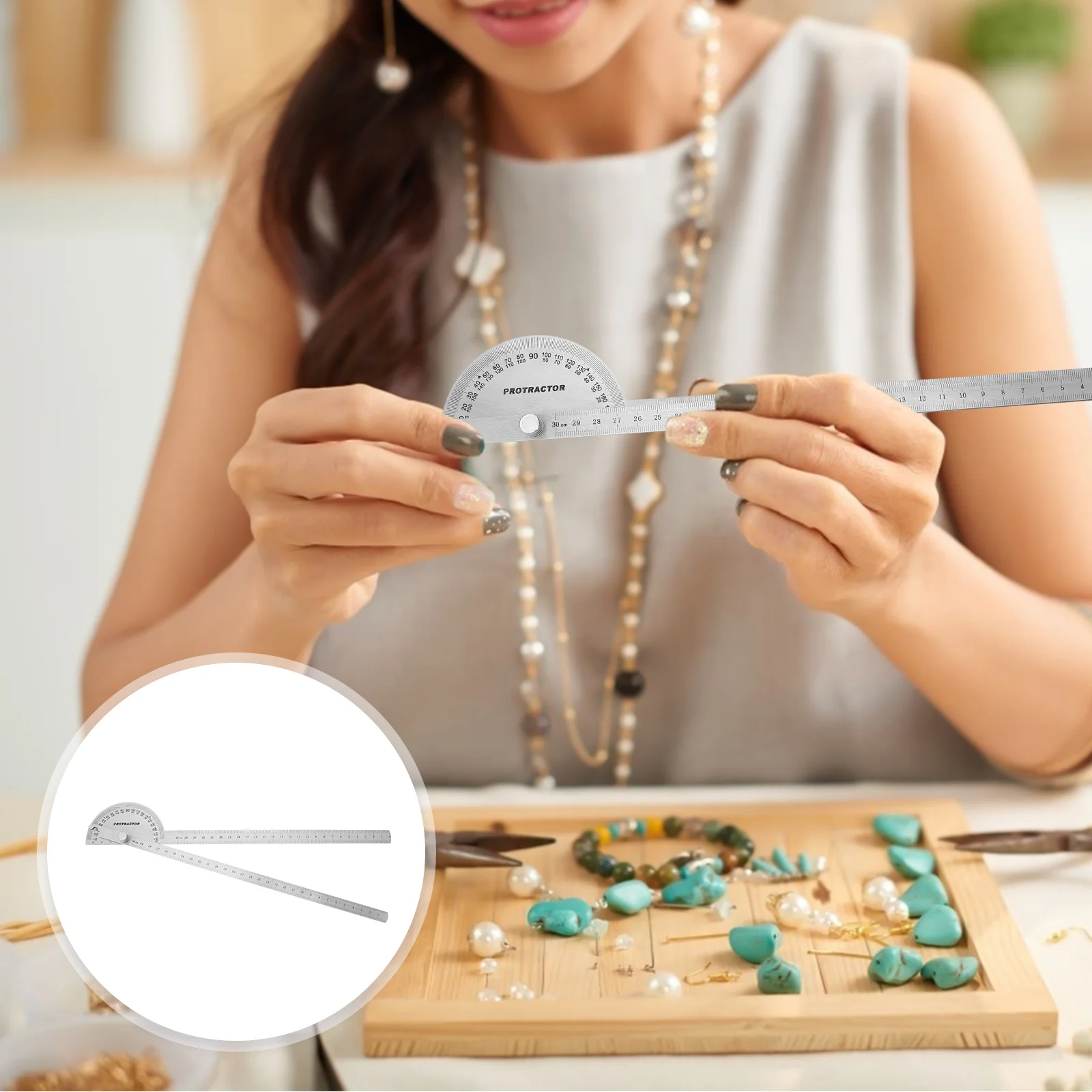 

1Pcs Rotating Angle Protractor Stainless Steel Dual Arm Angle Ruler Woodworking Measure Tool Stainless Steel Protractor