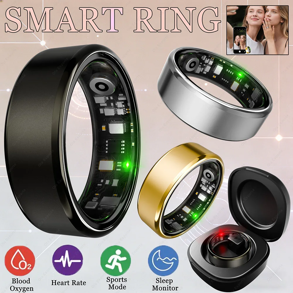 

2026 Fashion Smart Ring Multi-functional Heart Rate Blood Oxygen Health Monitor Control photo capture Sport Step count Smartring