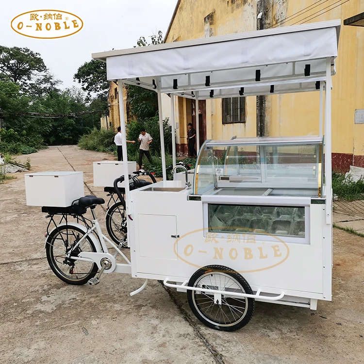 3 Wheel Solar Ice Cream Bike Electric Tricycle For Frozen Food Bike Outdoor Sale