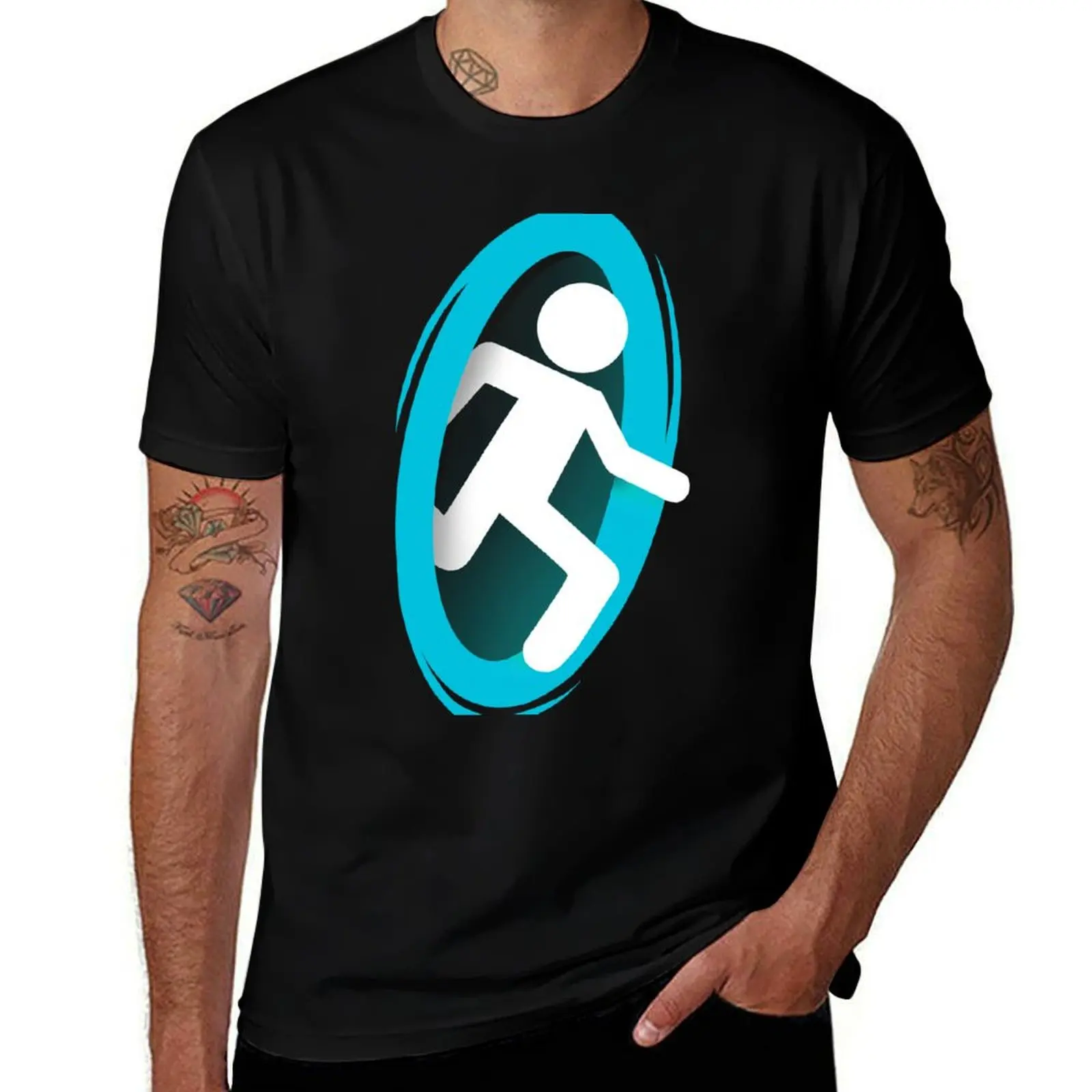 Portal 2 Video Game - Funny Blue Teleport T-Shirt Quick Dry Fishing T-Shirt