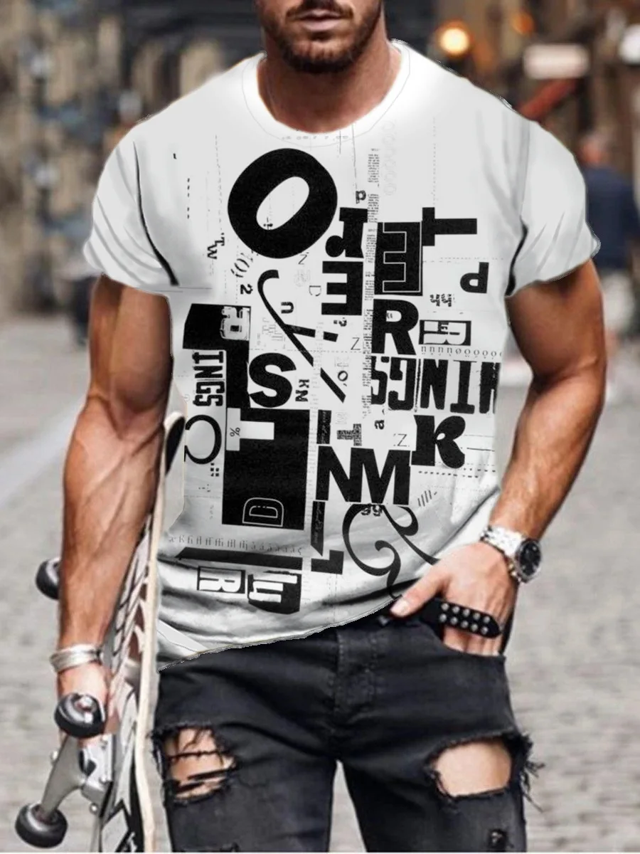 2021 Cross Border Men's Street leisure Trend 3D Digital Printing Abstract Painting Short Sleeve T-shirt