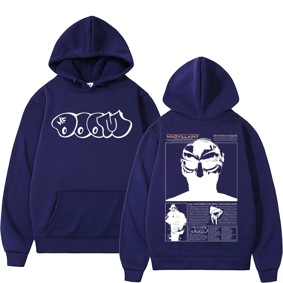 Raper Mf Doom Madvillainy Album muzyczny wydruk graficzny bluzy z kapturem mężczyźni kobiety Hip Hop bluza oversize mężczyźni na co dzień Vintage Streetwear