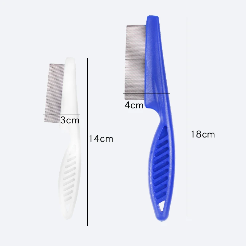 Dog Cat Flea Comb White Blue Pet Removal Massage Comb Wool Grooming Accessories Stainless Steel Pin Pet Hair Cleaning Tool