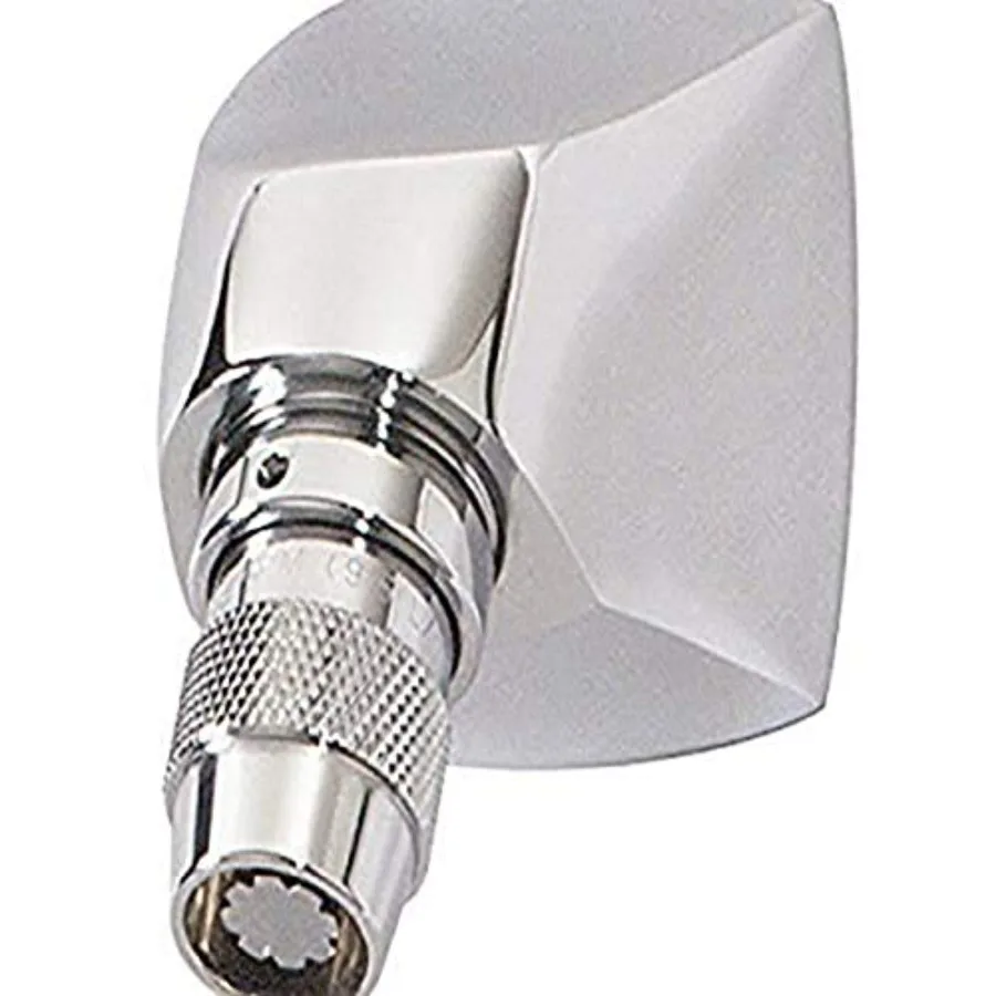 

Institutional showerhead for commercial use, brass body with polished chrome finish, fixed 1-inch spray pattern, 2.5 GPM flow r