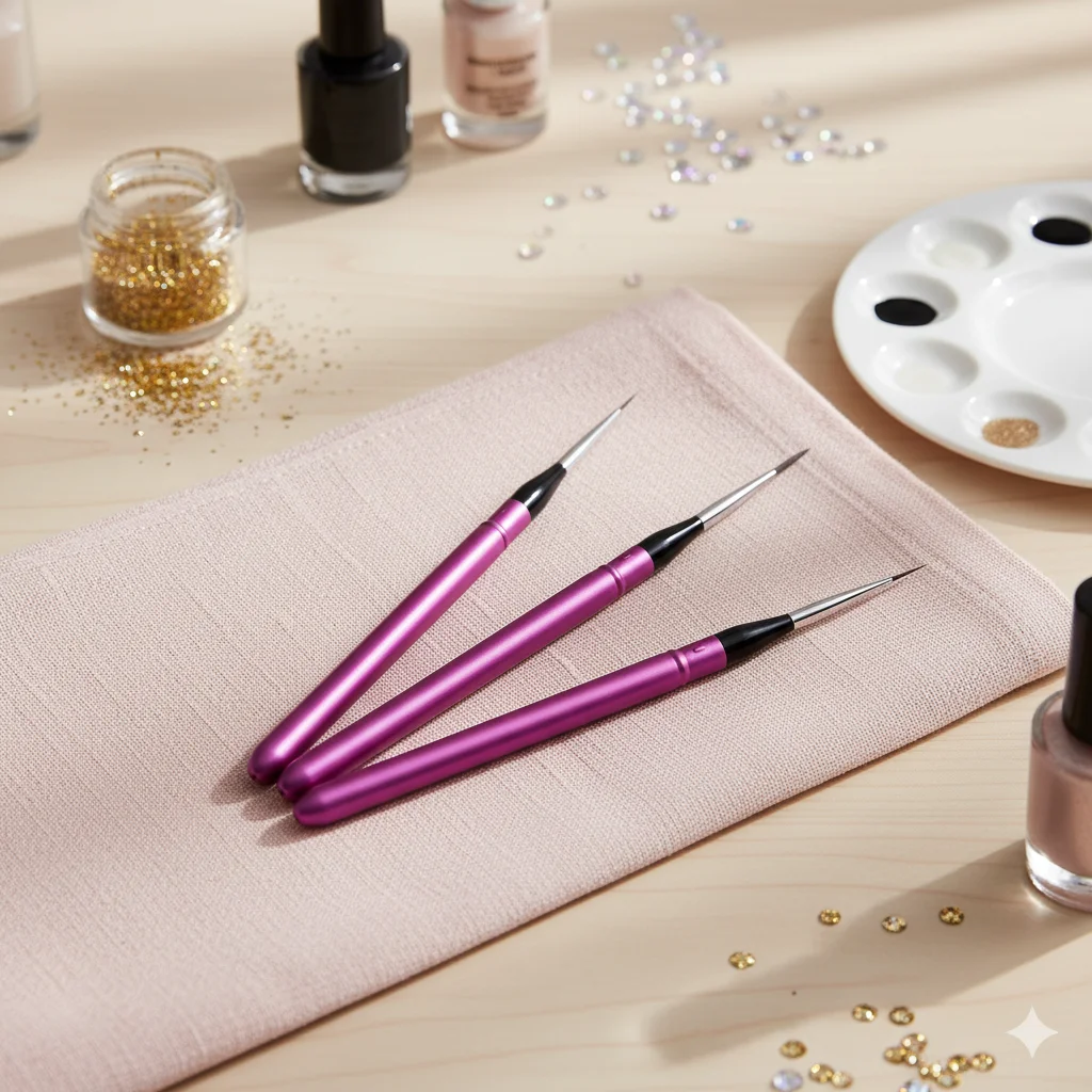 3-piece Precision Detail Nail Art Brush Set, Professional Fine Eyeliner Brush, Suitable for DIY Nail Art, Facial Paintin