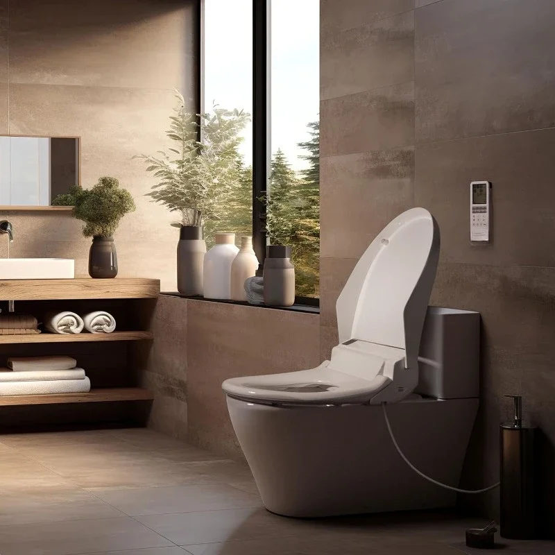 HOME.Electric Bidet Toilet Seat for Elongated Toilets with Remote Control with Screen, Unlimited & On Demand Warm Water