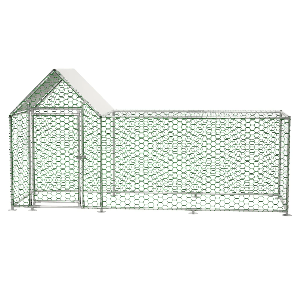 

10x3FT Metal Chicken Coop Run Backyard Hen House Poultry Habitat Cage Play Pen Heavy Duty Dog Exercise Fence for Dog Cat Rabbit