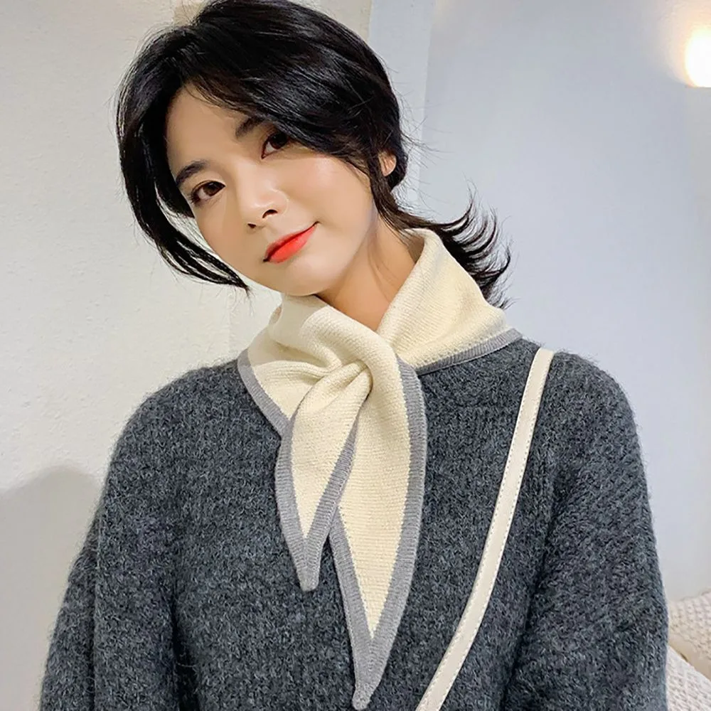 

Fashion Solid Color Cross Scarves Triangle Warm Knitted Scarf Neck Guard Windproof False Collar Women