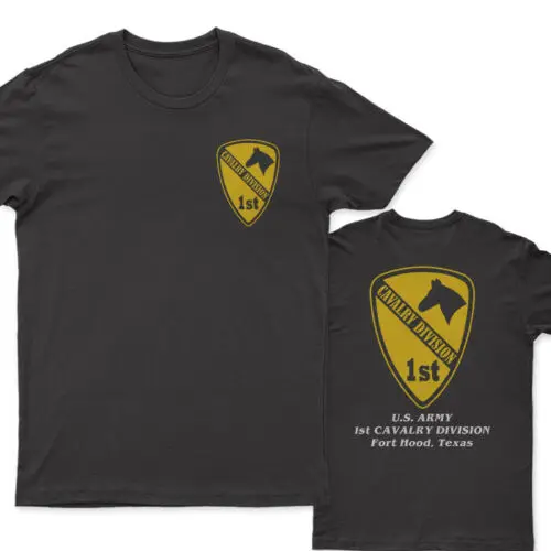 Camiseta de veterano de la 1.a División de Caballería del Ejército de EE. UU. Camiseta de manga corta con cuello redondo de algodón para hombre, ropa de calle de gran tamaño, verano