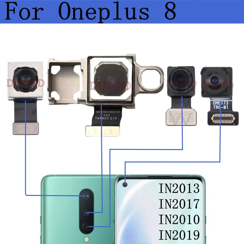 Original Rear Camera For OnePlus 8 IN2013, IN2017, IN2010, IN2019 Front Facing Back Wide Macro Ultrawide Camera Module Spare